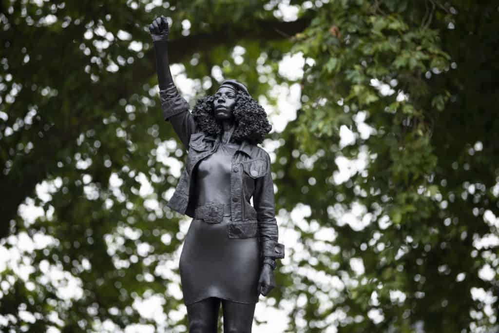 A Surge Of Power! Edward Colston Statue Temporarily Replaced With A Statue Of Black Lives Matter Protester Jen Reid