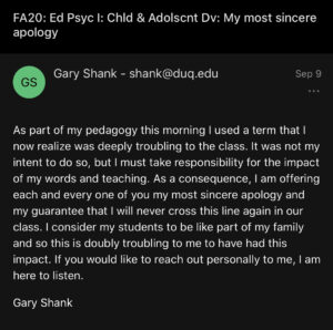 Gary shank apology 
