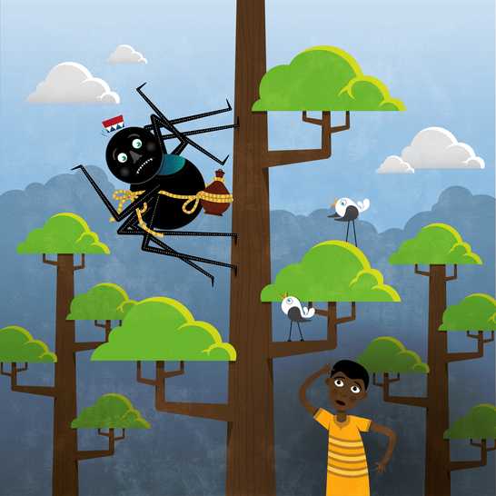 Ananse climbs the tree