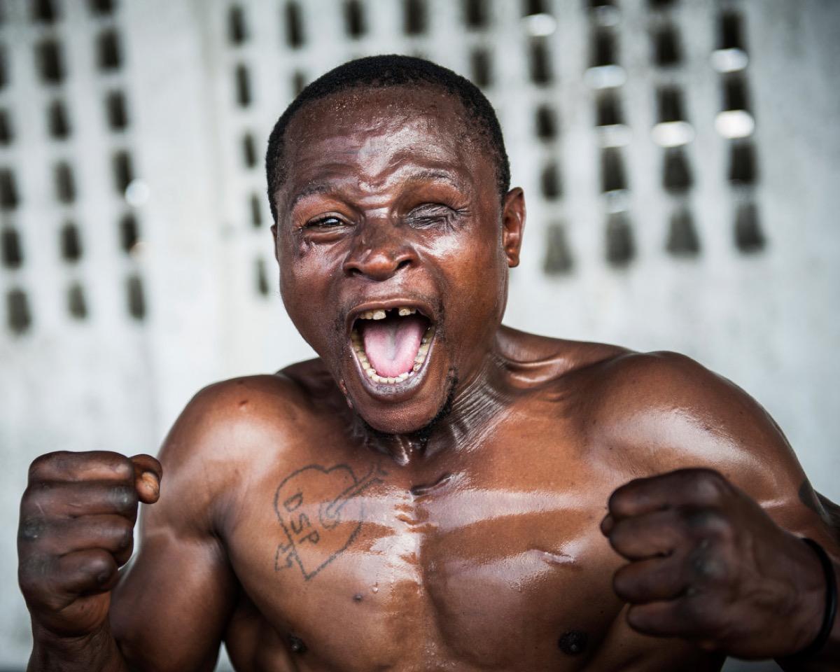 Kibomango was Congo’s boxing champion in 2008. The former child soldier lost his left eye to shrapnel. “His physique is like his life,” photographer William Dupuy said. “Violent, scarred and rough.”