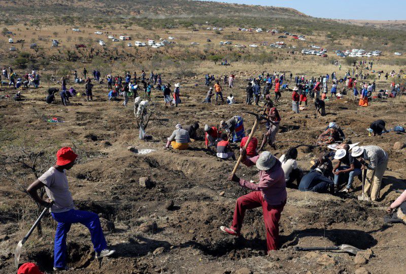 Excitement and Rush As South African Villagers Discover Precious Stones believed to be Diamonds In Their Land
